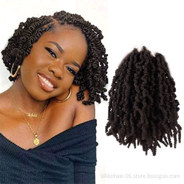 Hot Selling Brown 10inches Fluffy Short Curly Passion Twist Crochet Braiding Pre twisted Spring Braids Synthetic Hair Extensions